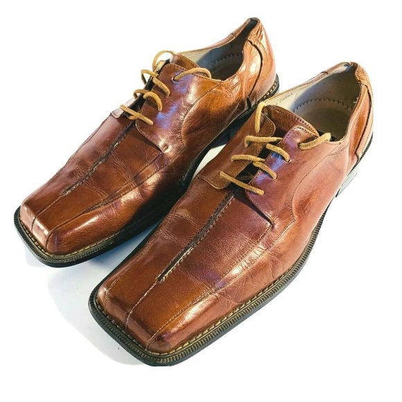 Giorgio V Mens Brown 10 D Leather Dress‎ Lace Up Square Toe Oxford Shoes - Picture 3 of 12